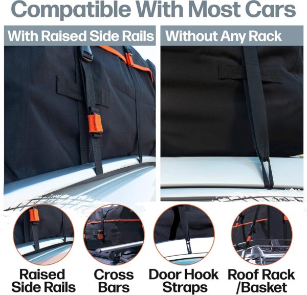 xymorexa 28 cuft Car Rooftop Cargo Carrier Bag Extra Waterproof Car Roof Storage - Image 2